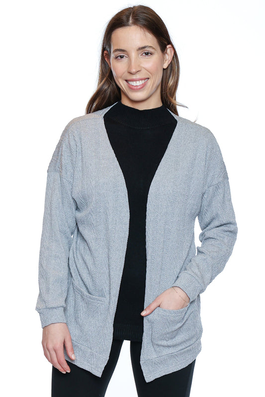 Textured Open-Front Cardigan