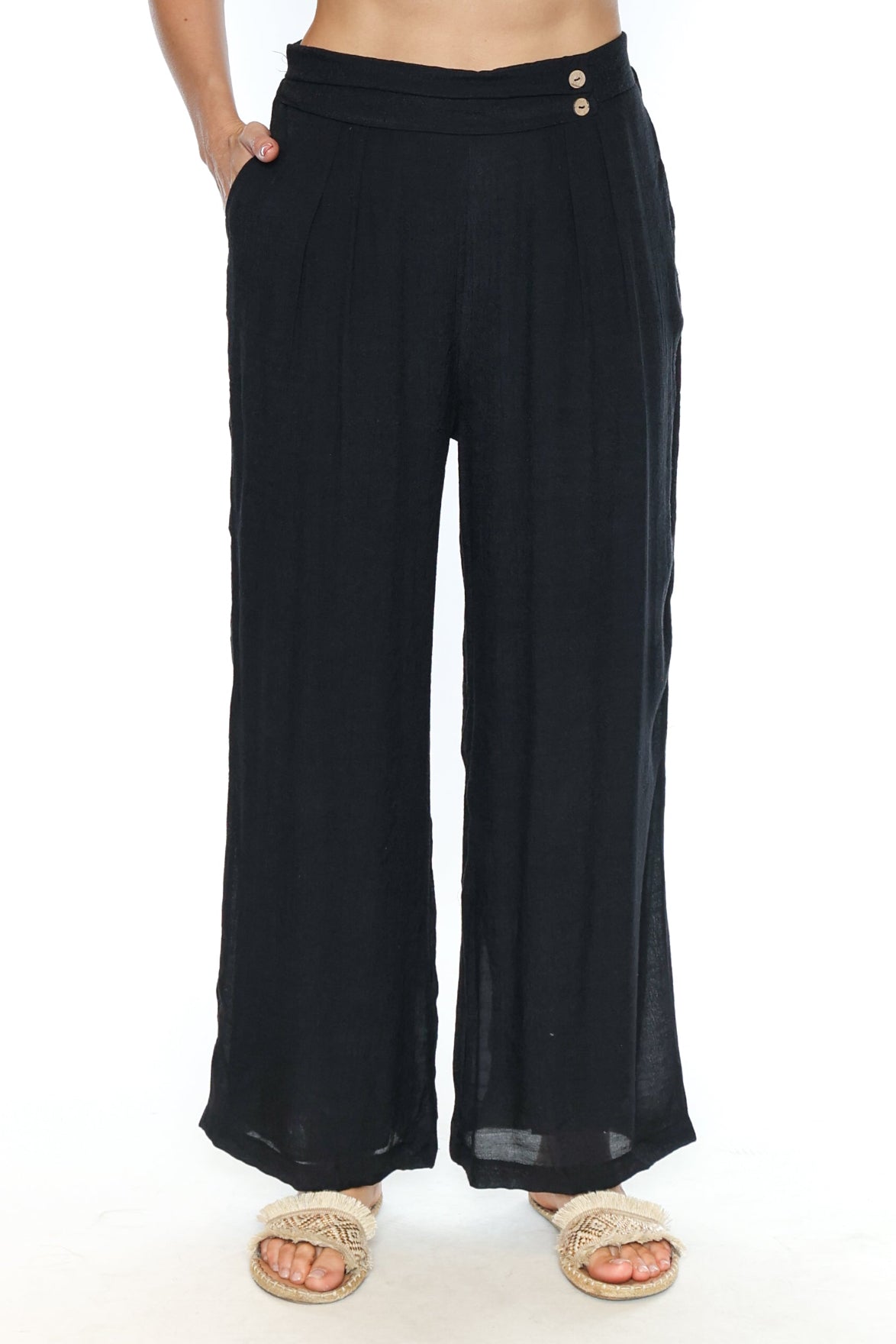 Wide Leg Pull-On Pants