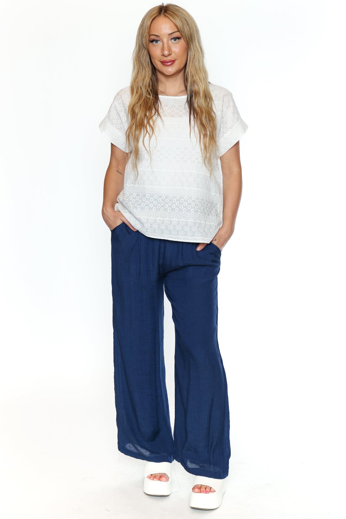 Wide Leg Pull-On Pants