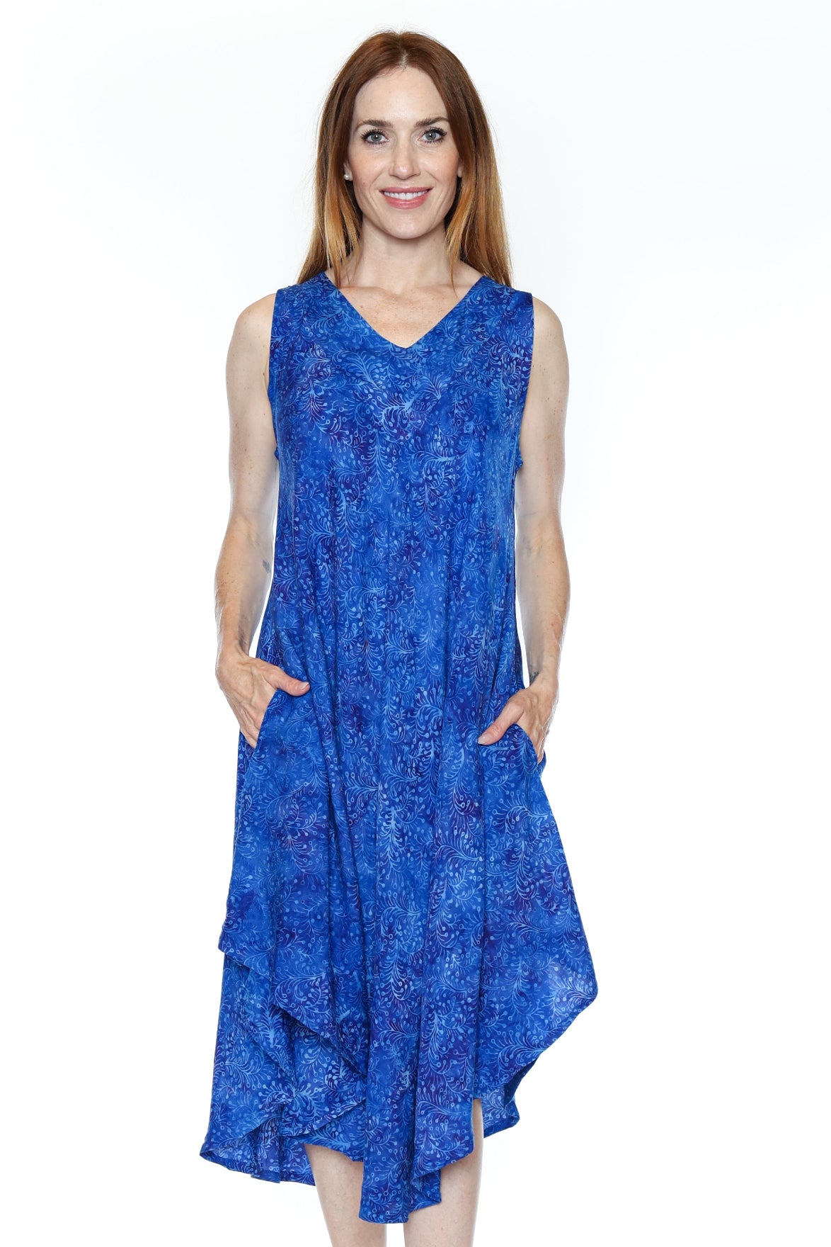 Multi-Color Sleeveless Handkerchief Hem Dress