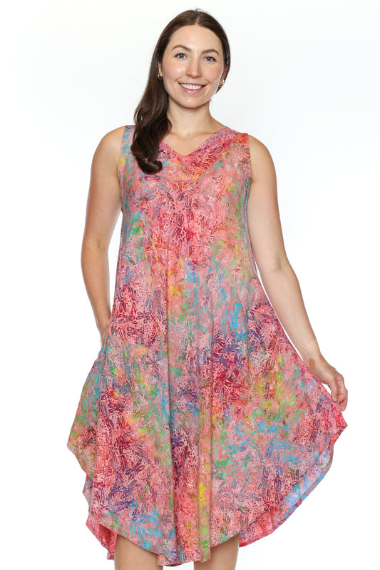 Multi-Color Sleeveless Handkerchief Hem Dress