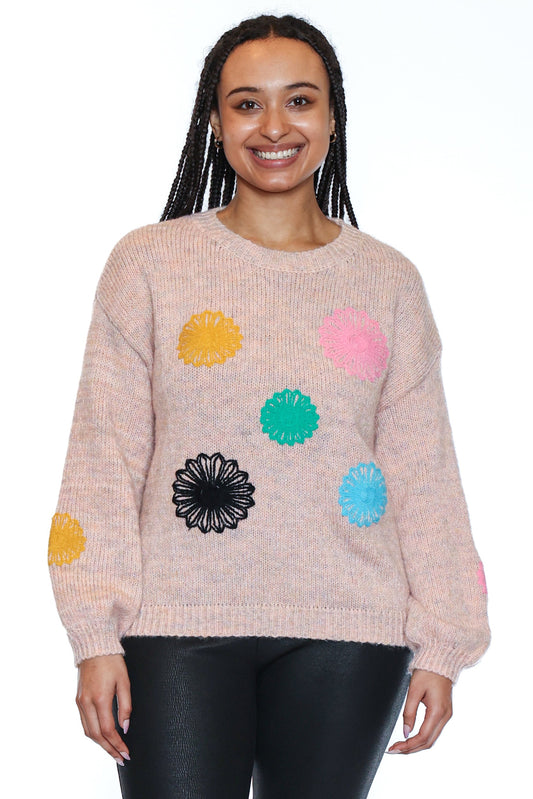 Multi-Color Pom Knit Sweater