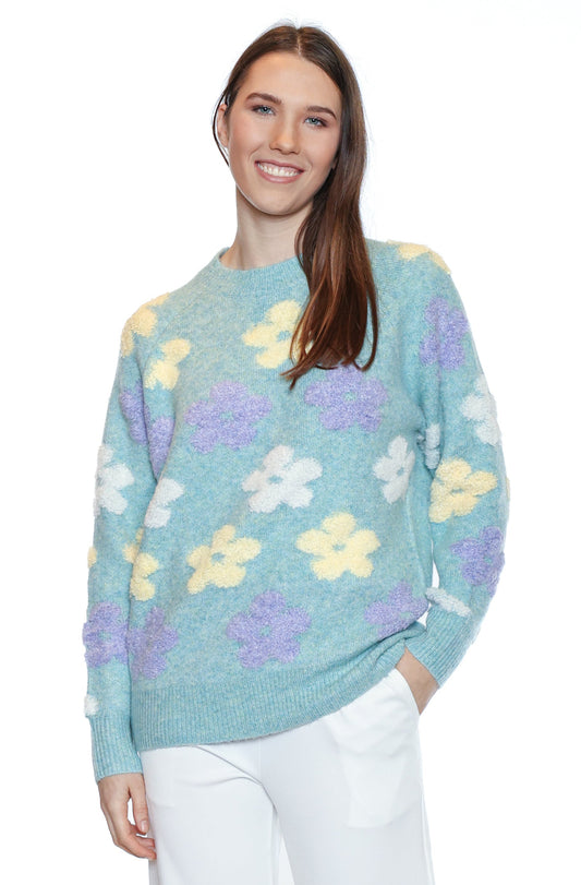 Pastel Floral Knit Sweater