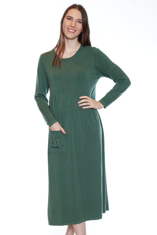 Solid Midi Pocket Dress
