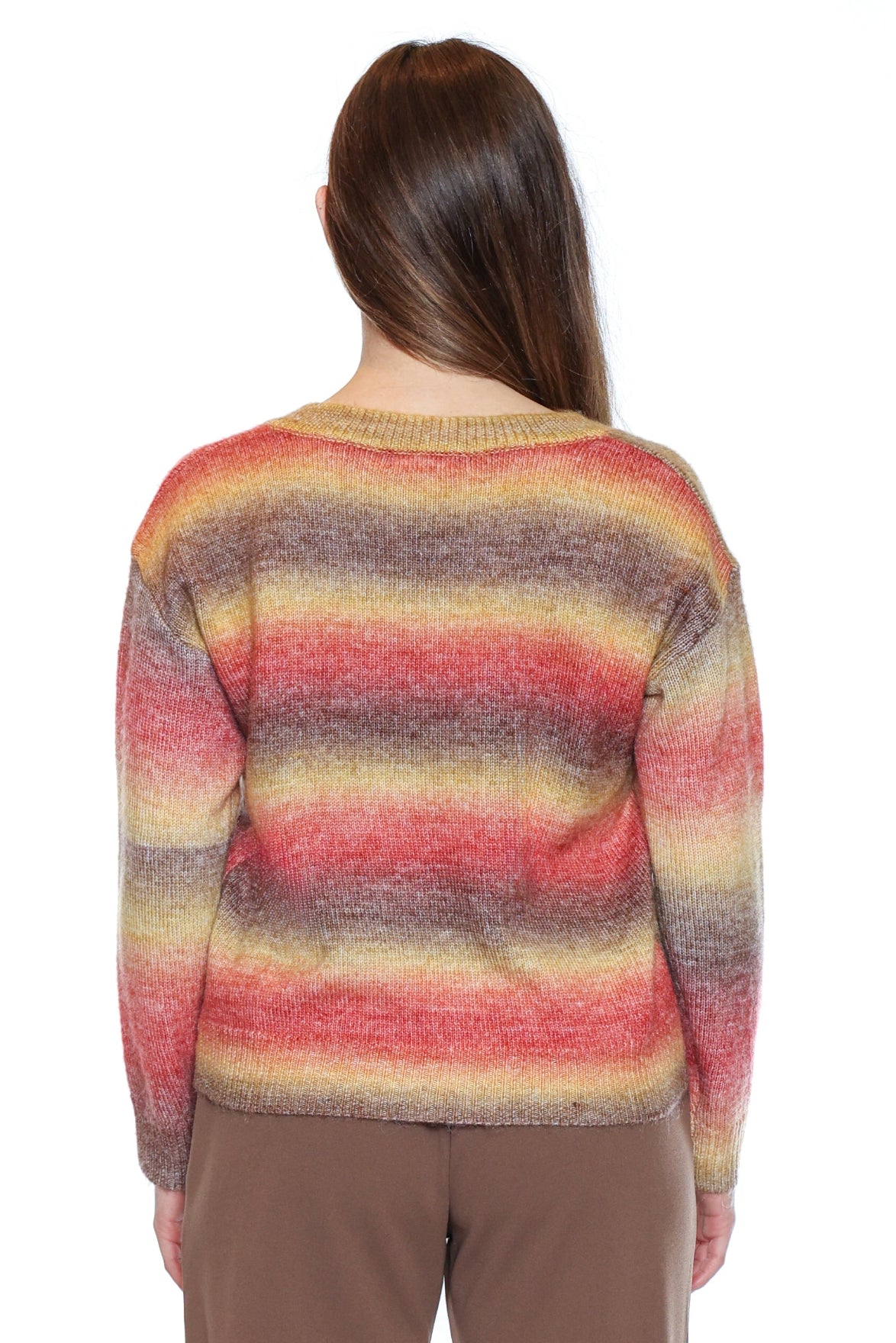 Ombre Stripe V-Neck Sweater