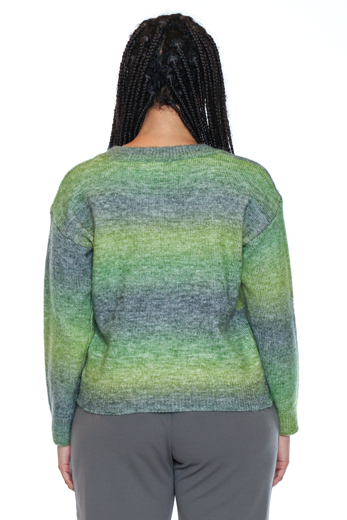 Ombre Stripe V-Neck Sweater