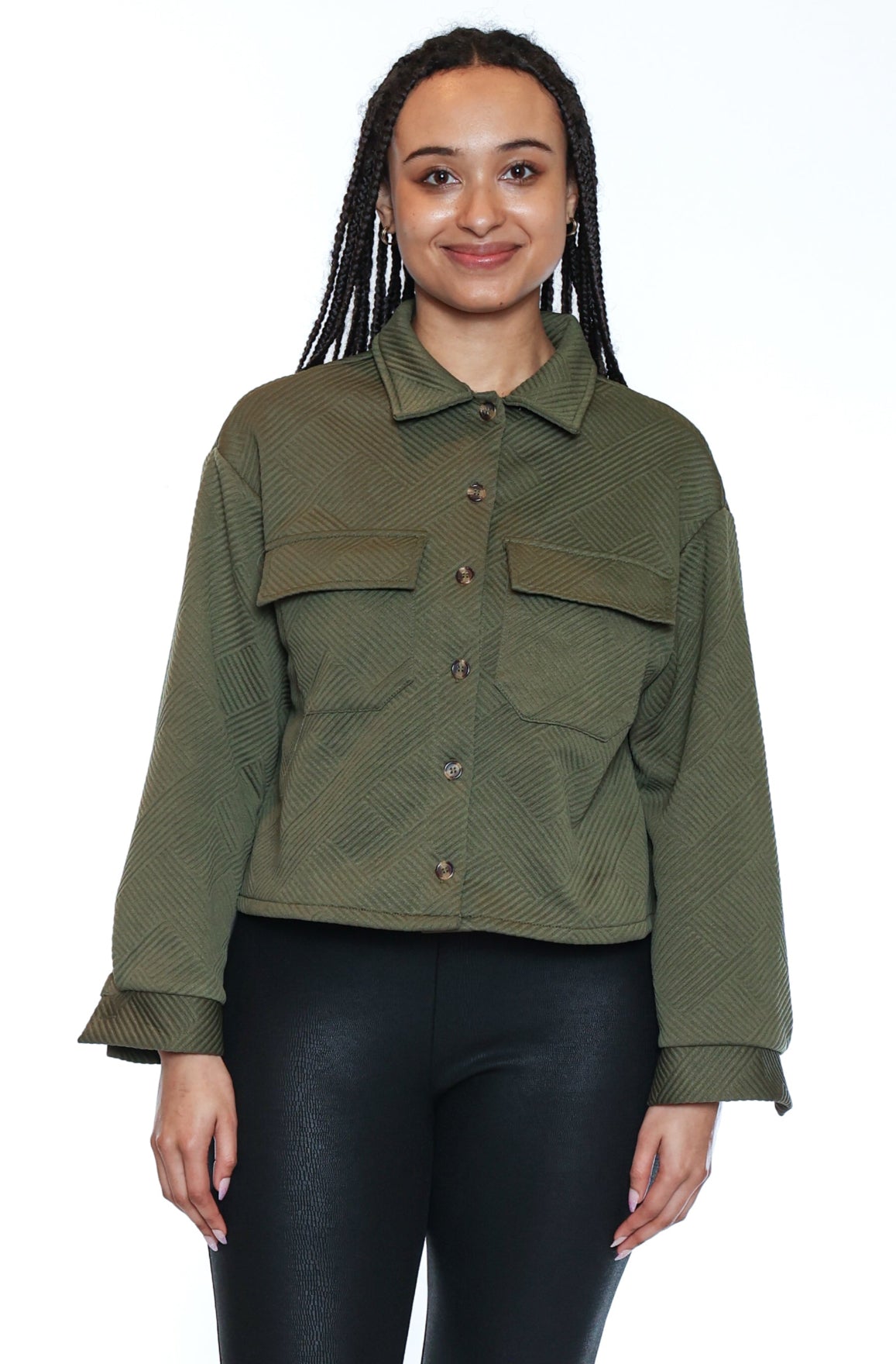 Cropped Button Front Jacket