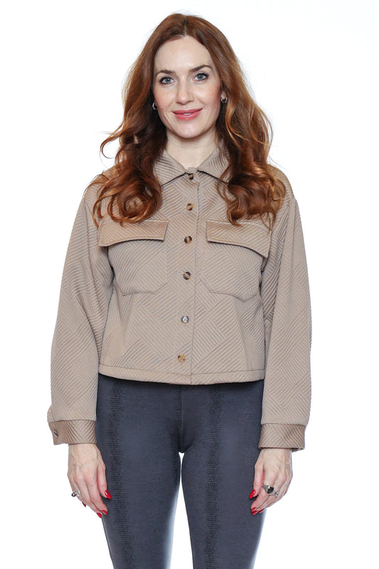 Cropped Button Front Jacket