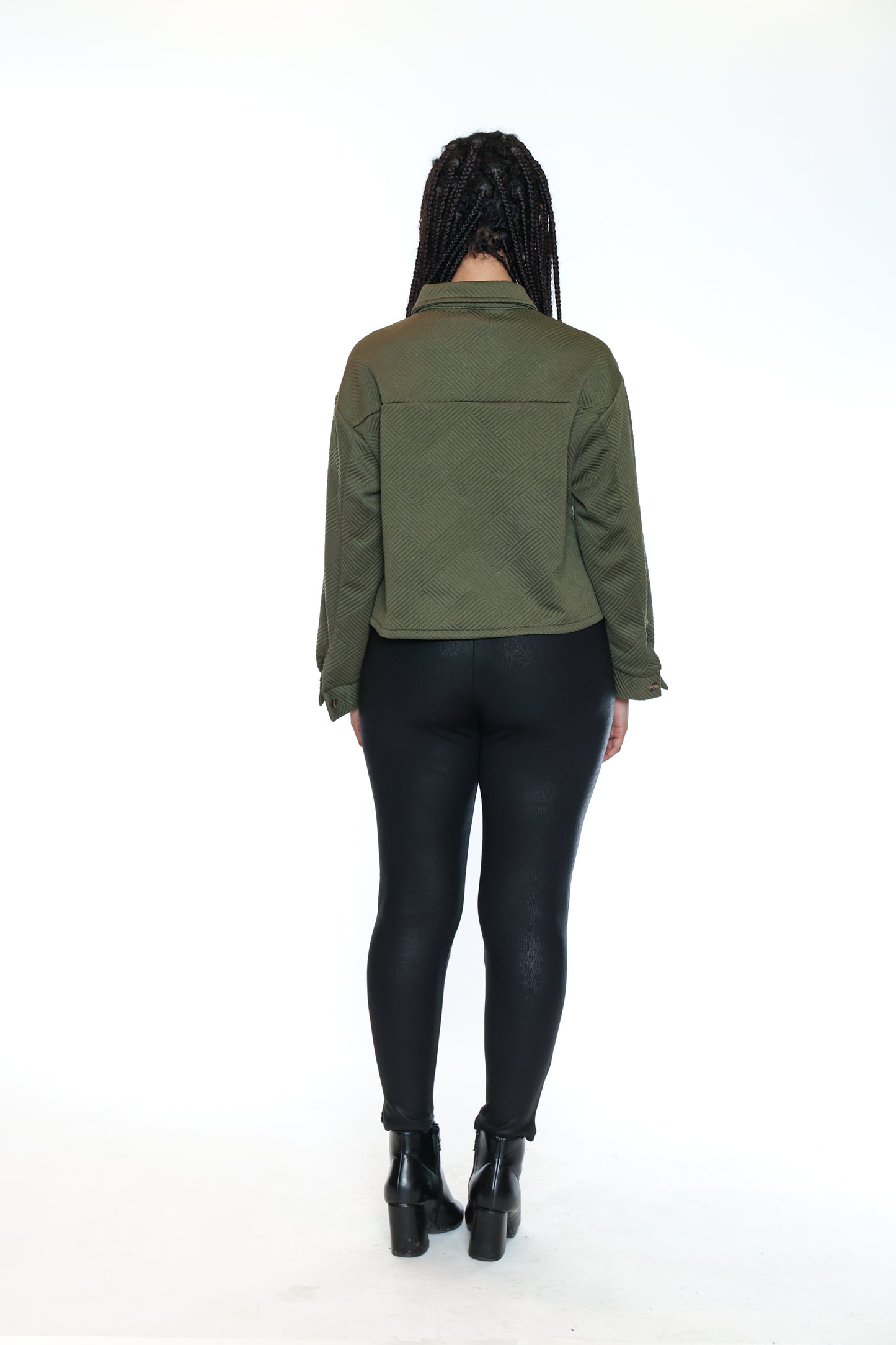 Cropped Button Front Jacket