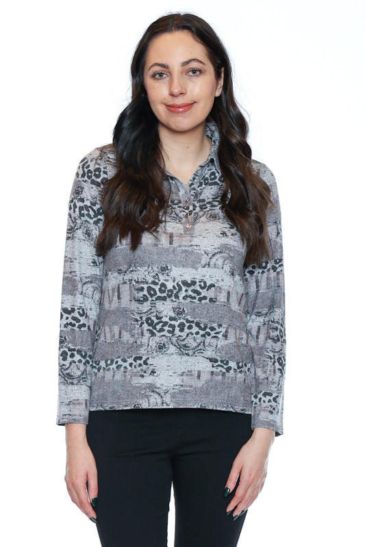 Soft Textured Print Pullover