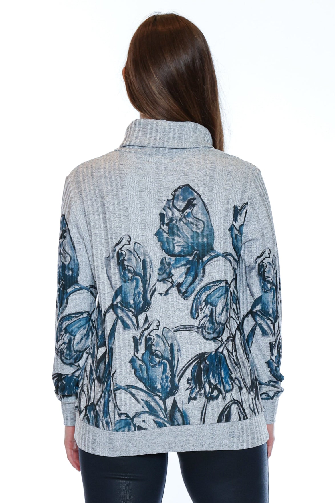 Mock Neck Printed Sweater