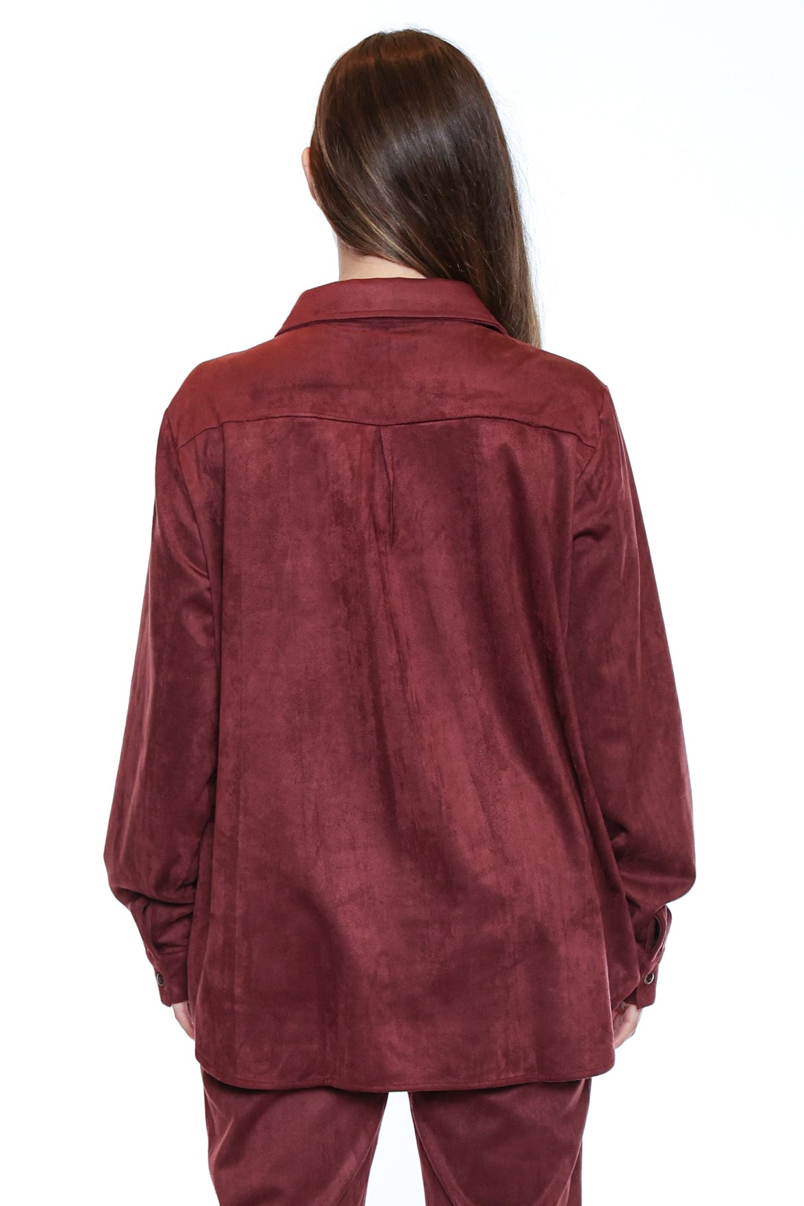 Suede-Look Button Down Top