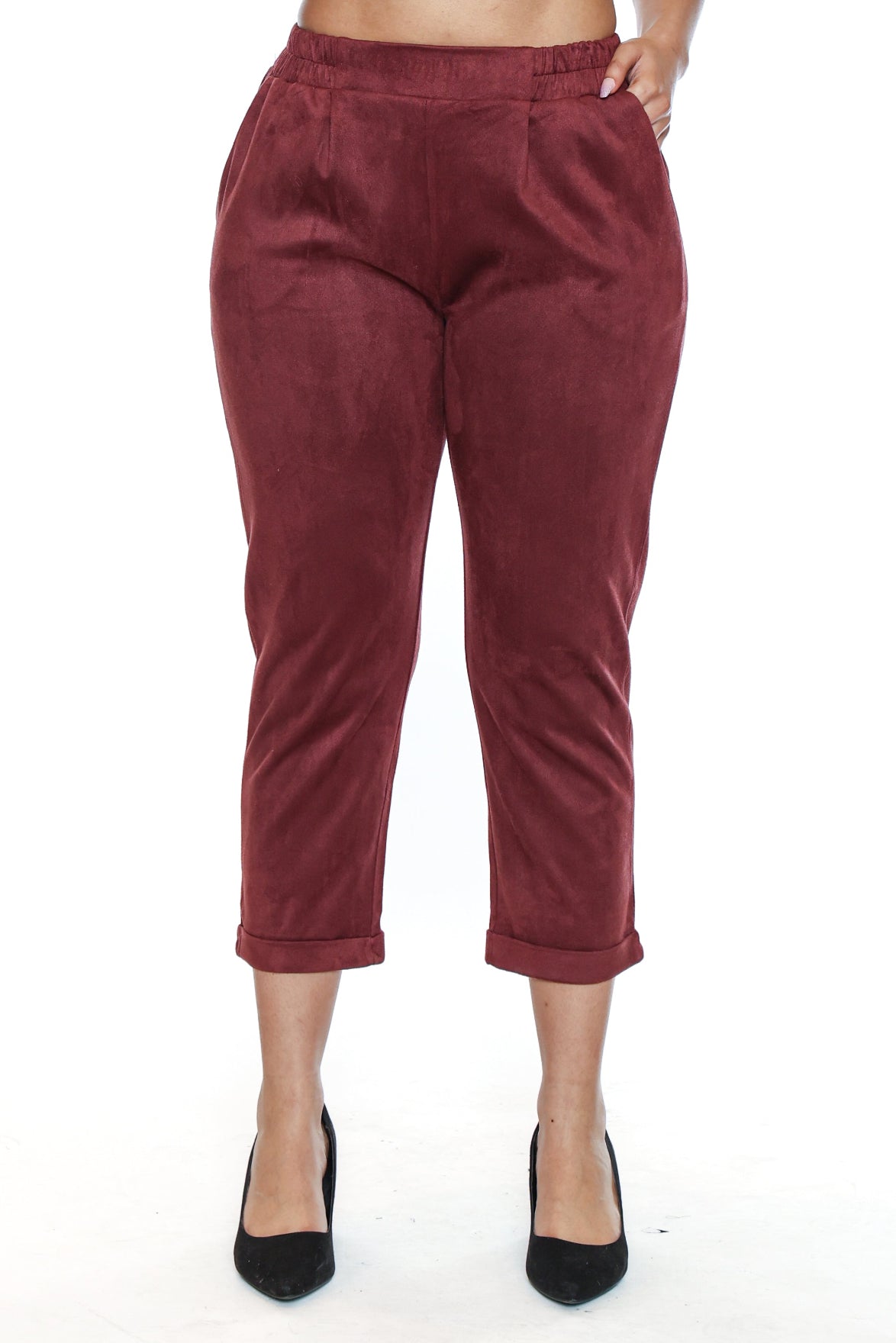 Suede Straight-Leg Pant