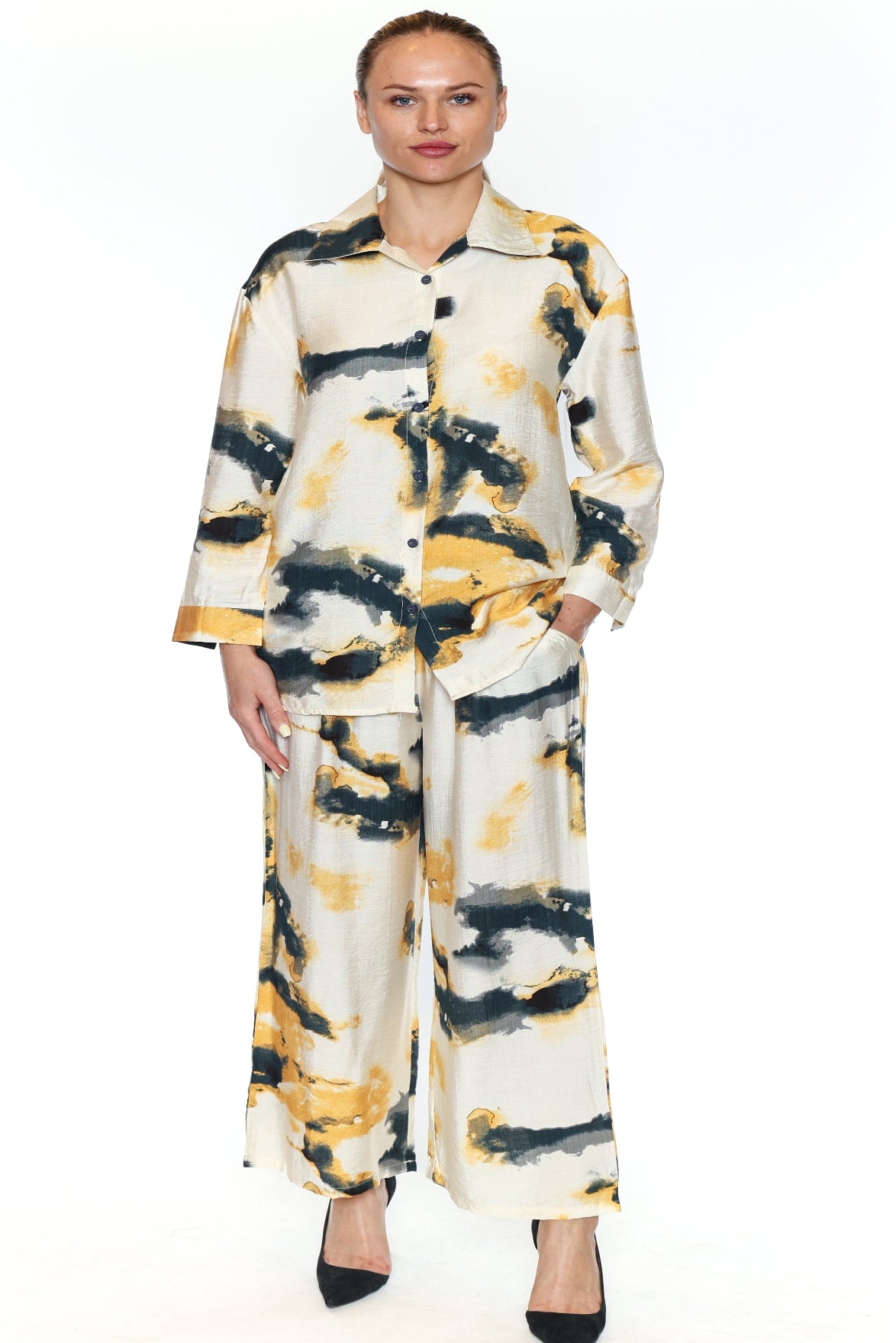 Abstract Brushstroke Button-Down Set