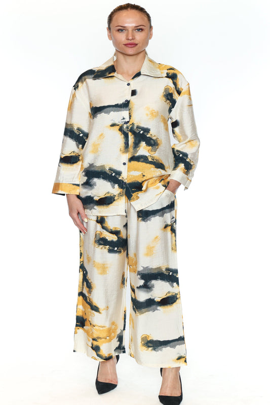 Abstract Brushstroke Button-Down Set