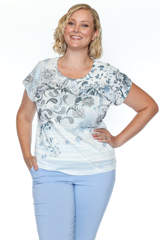 Printed Short Sleeve Dolman Top