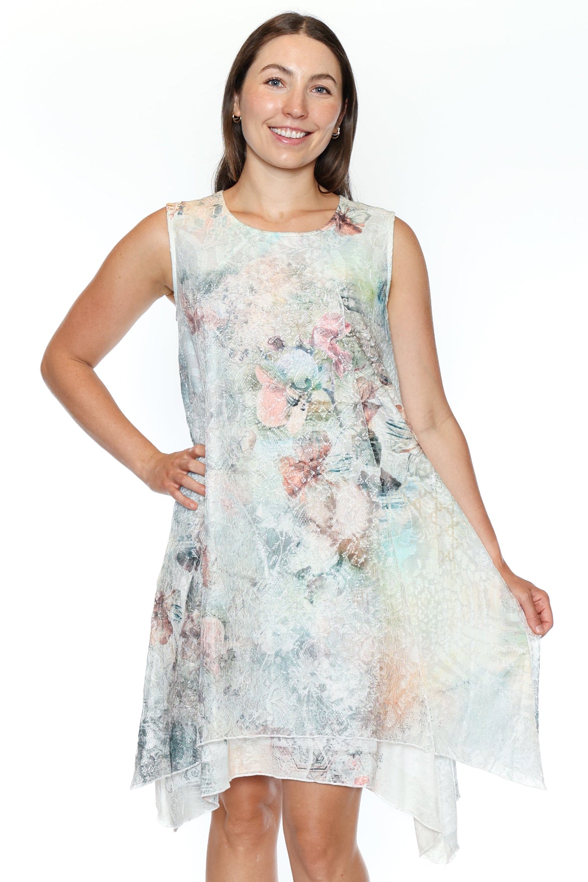 Sleeveless Abstract Asymmetrical Hem Dress