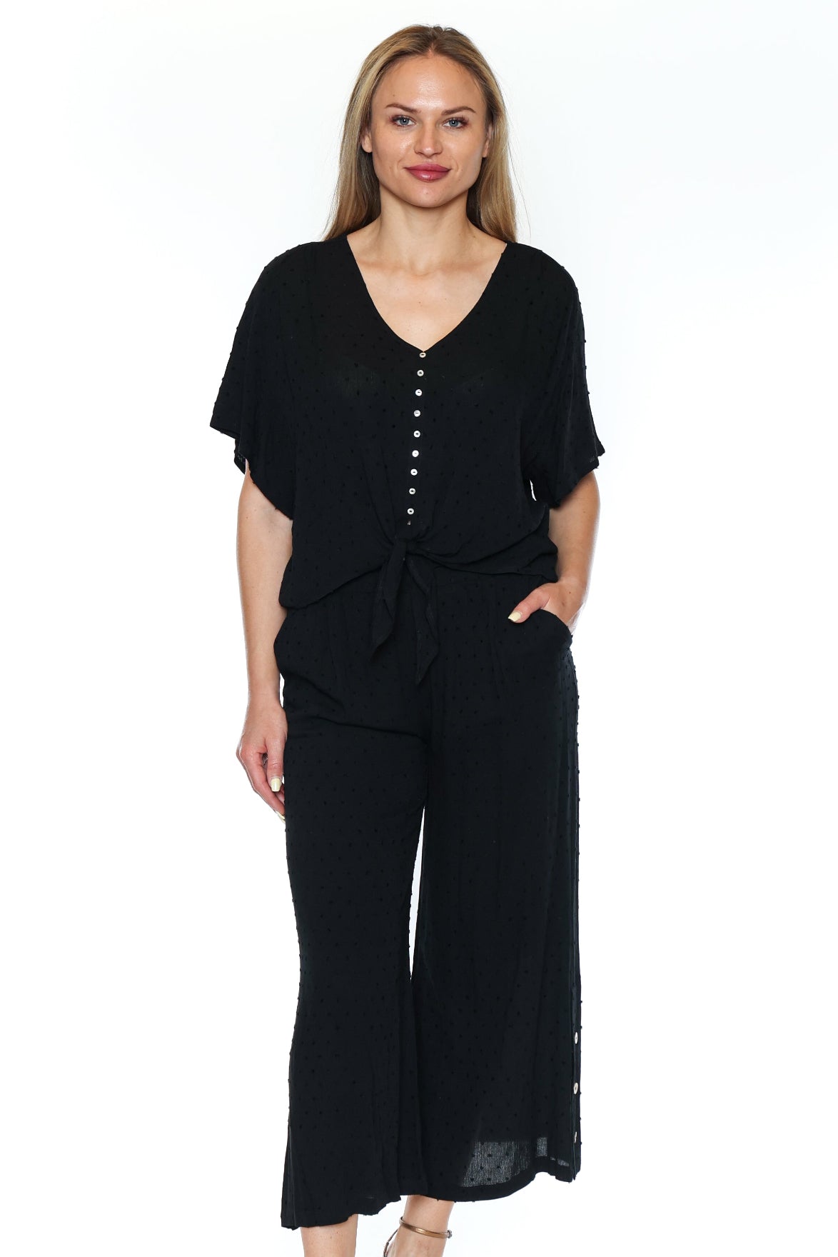 Swiss Dot Wide Leg Pants
