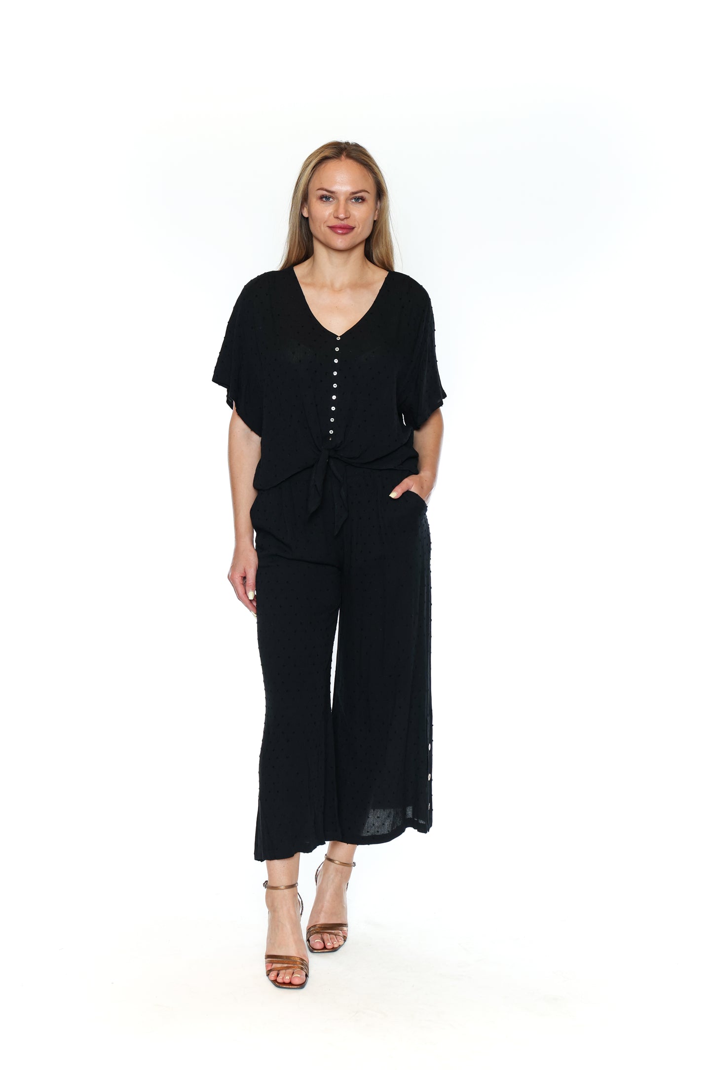Swiss Dot Wide Leg Pants