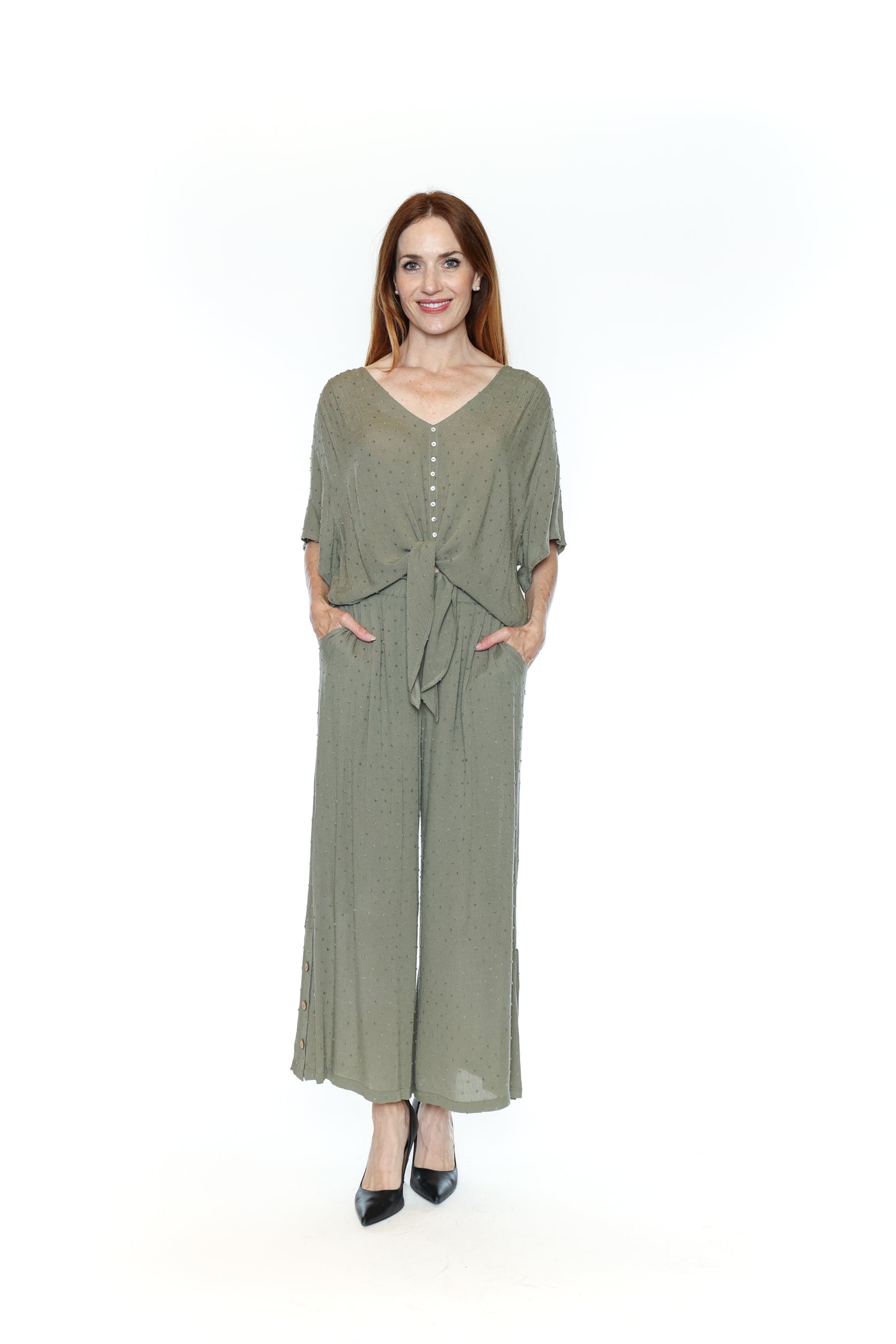 Swiss Dot Wide Leg Pants