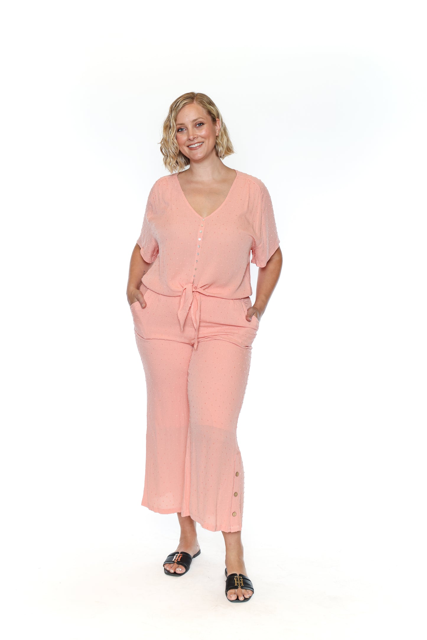 Swiss Dot Wide Leg Pants