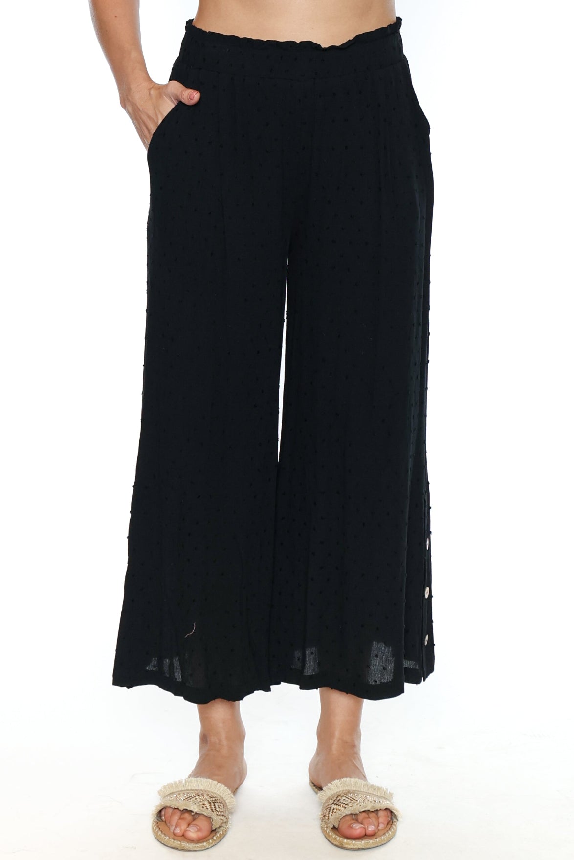 Swiss Dot Wide Leg Pants