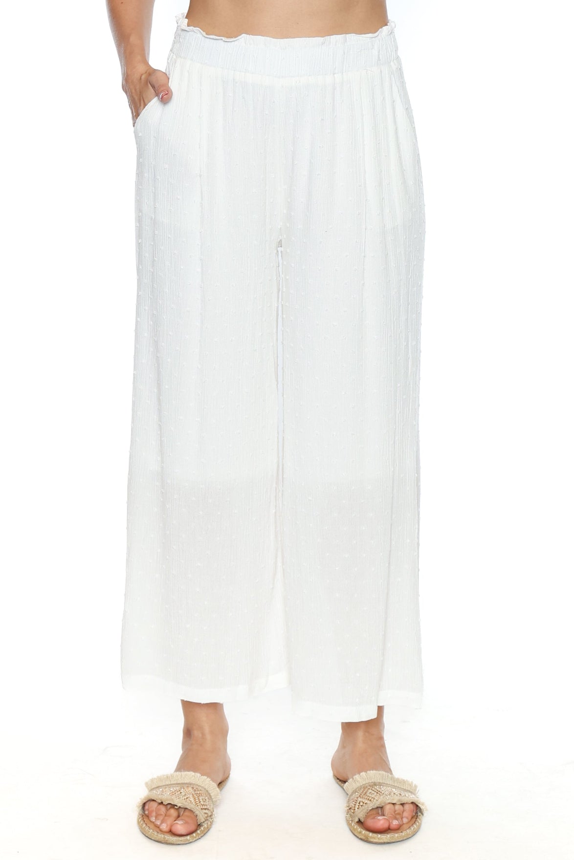 Swiss Dot Wide Leg Pants