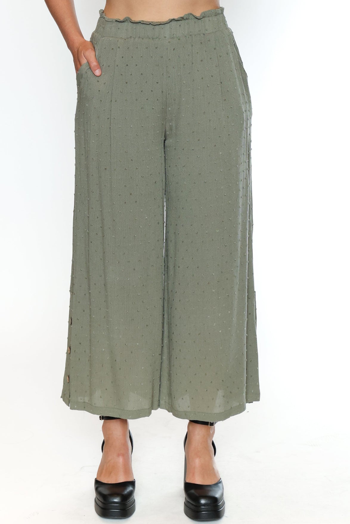 Swiss Dot Wide Leg Pants