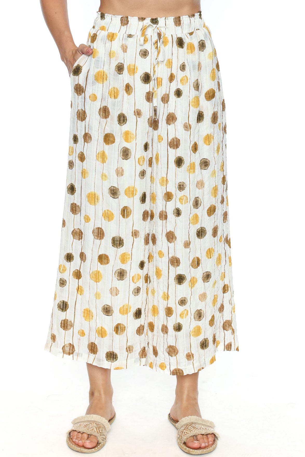 Printed Wide-Leg Cropped Pants