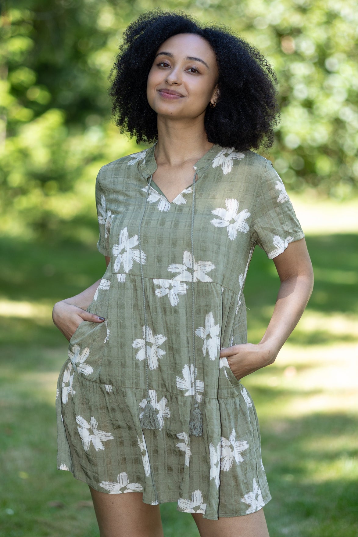 Floral Tiered Pocket Dress