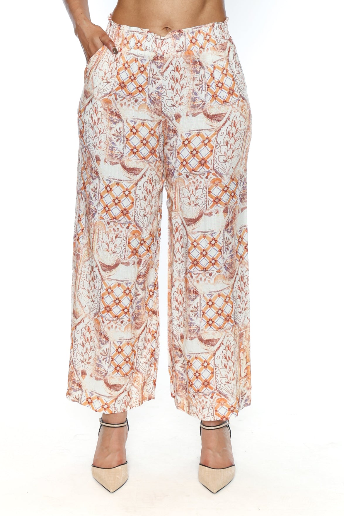 Printed Wide-Leg Pants