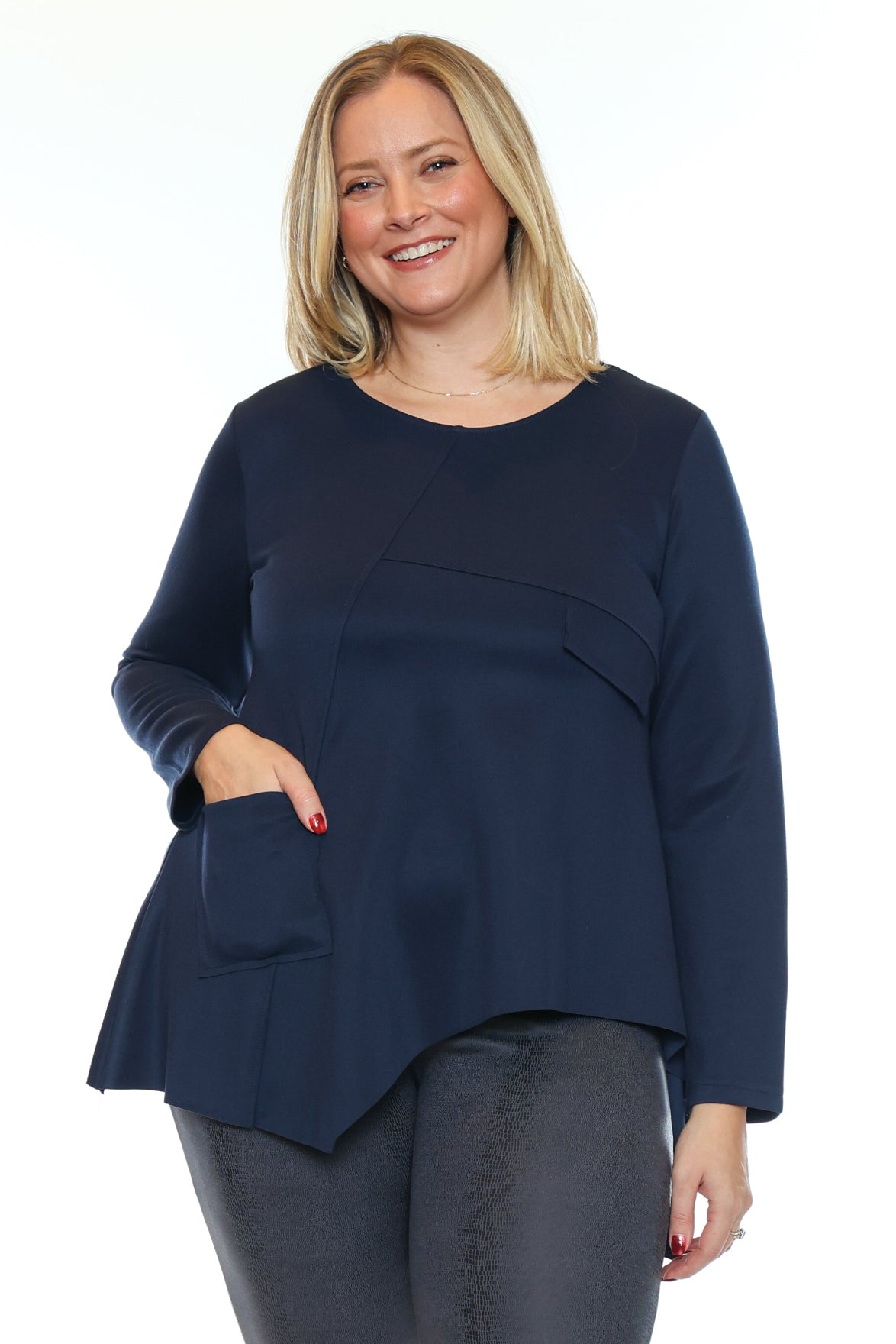 Pocket Detail Asymmetrical Tunic