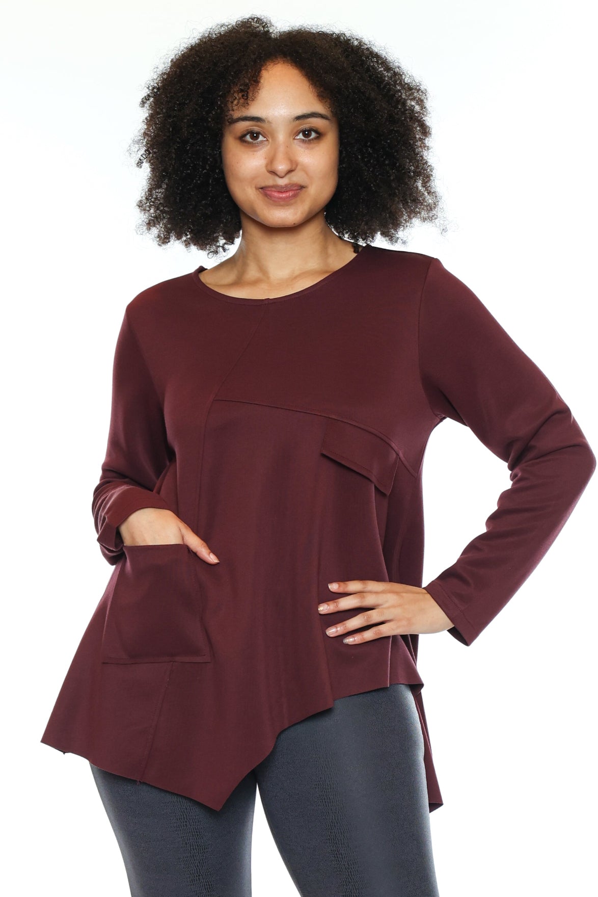 Pocket Detail Asymmetrical Tunic