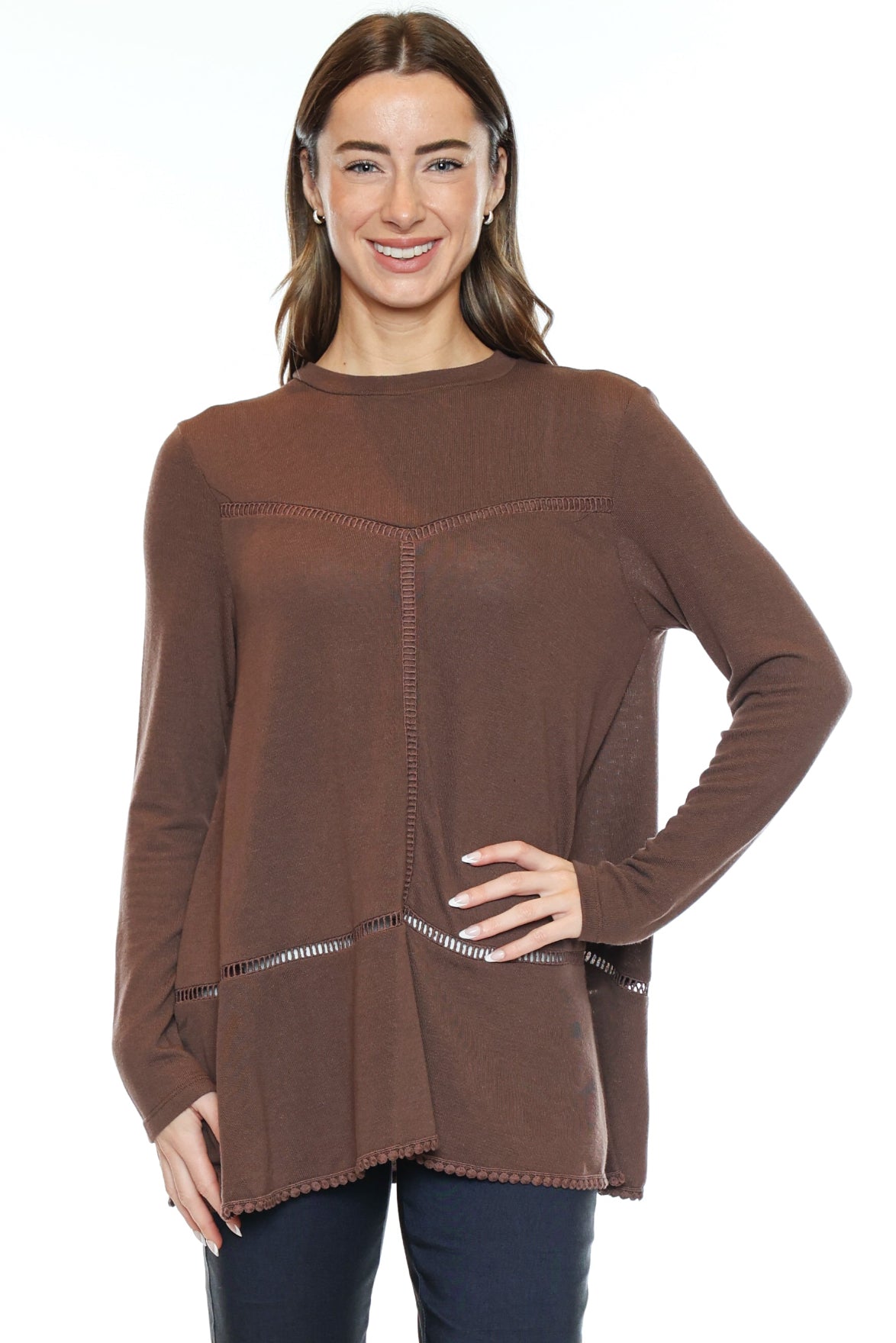 Ladder Trim Peplum Tunic