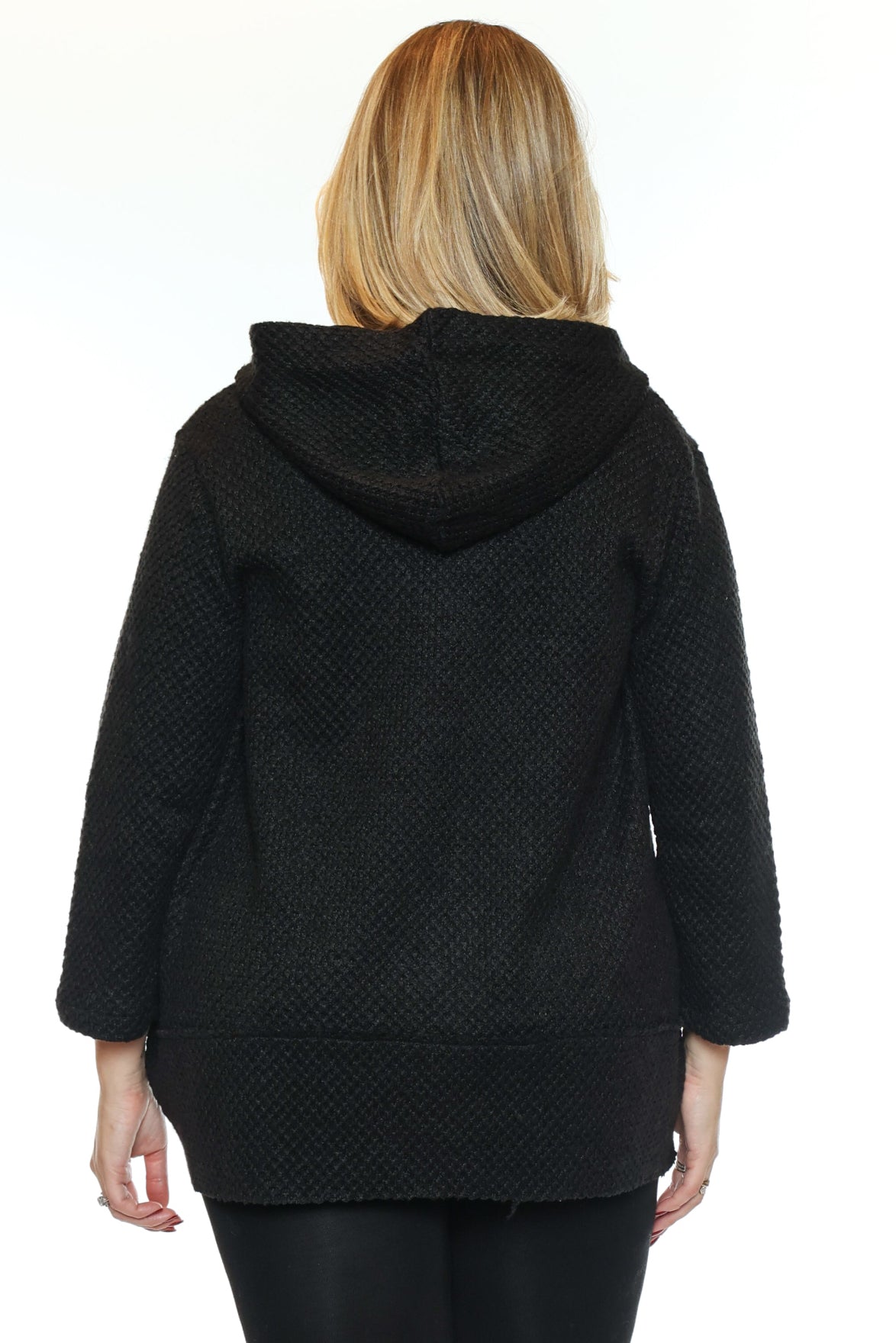 Waffle Knit Zip Hoodie Jacket