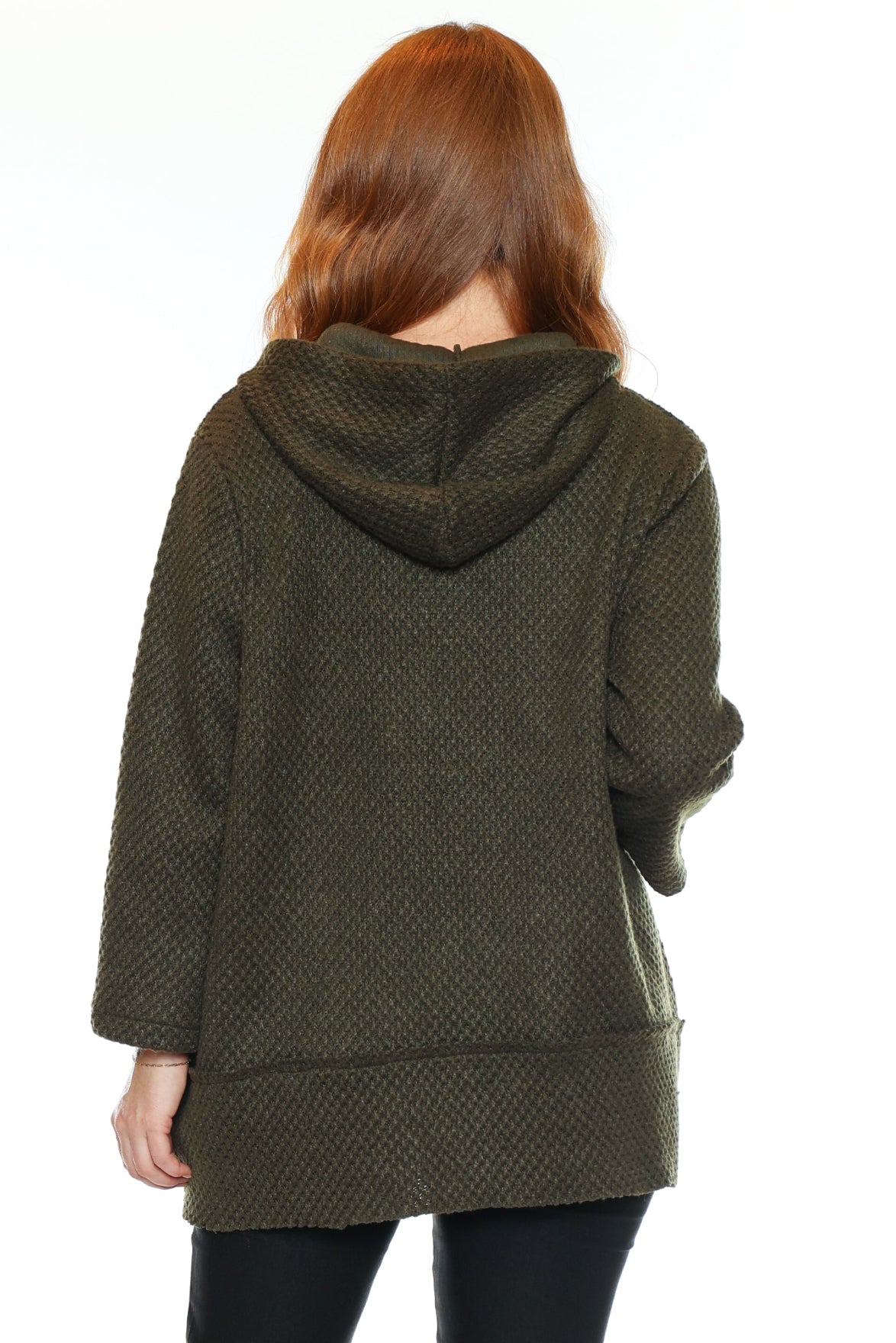 Waffle Knit Zip Hoodie Jacket