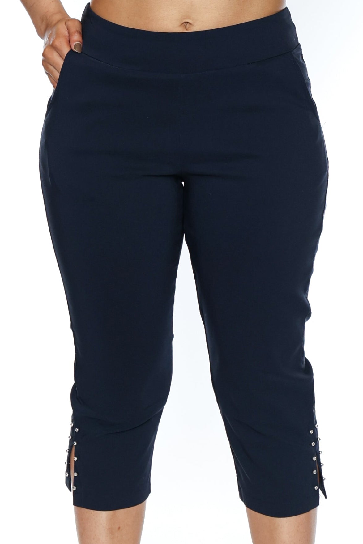 Button Detail Capri Pants