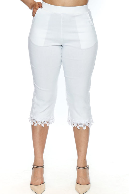 Lace Trim Capri Pants