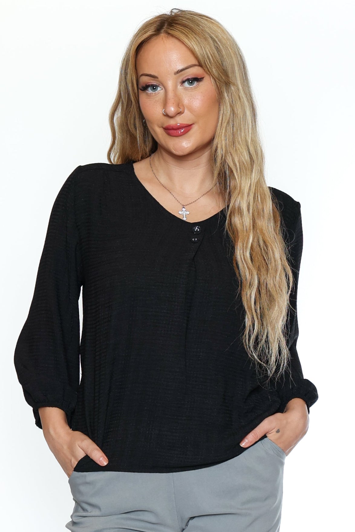 Textured 3/4 Sleeve Top