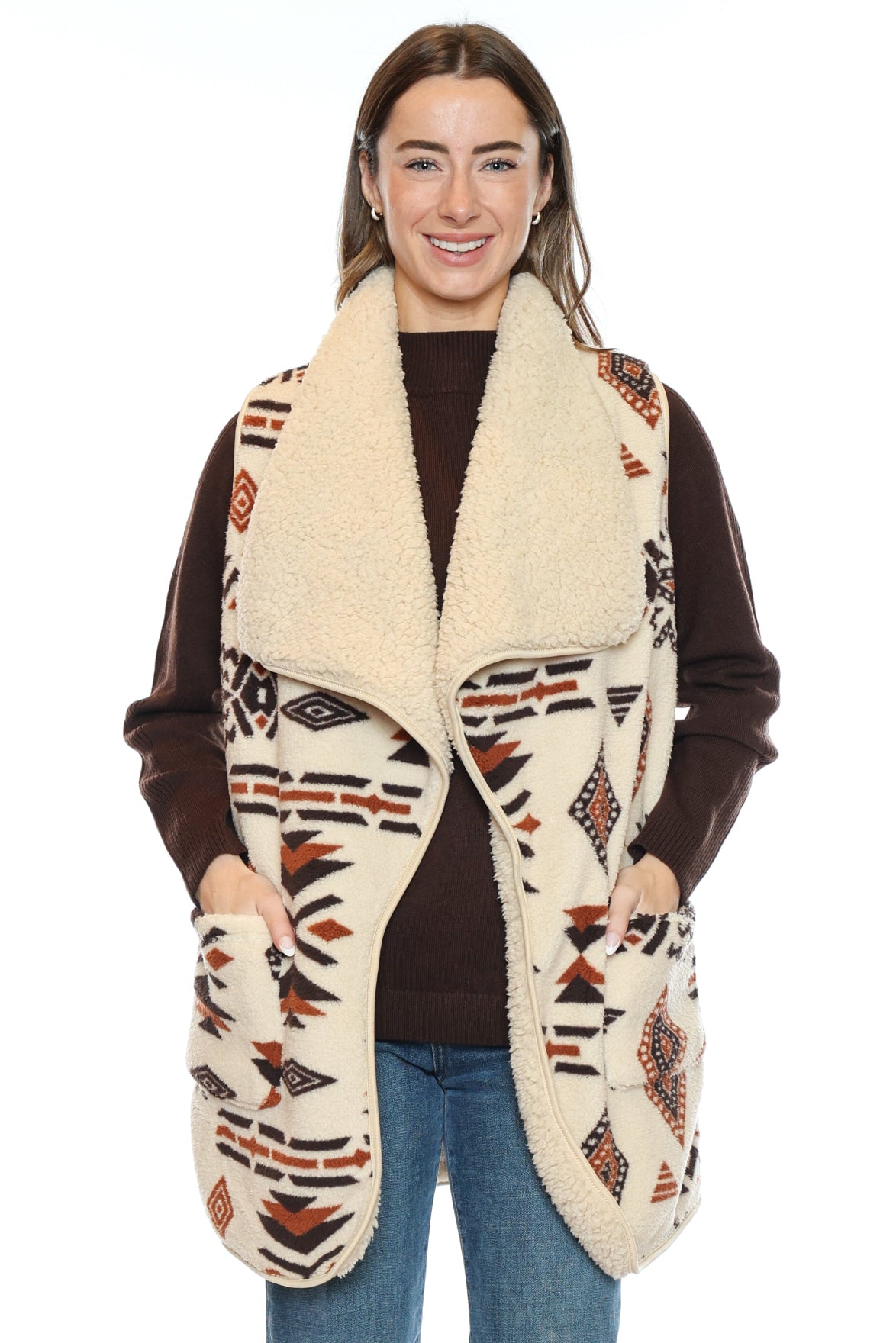Southwestern Sherpa Collar Longline Vest
