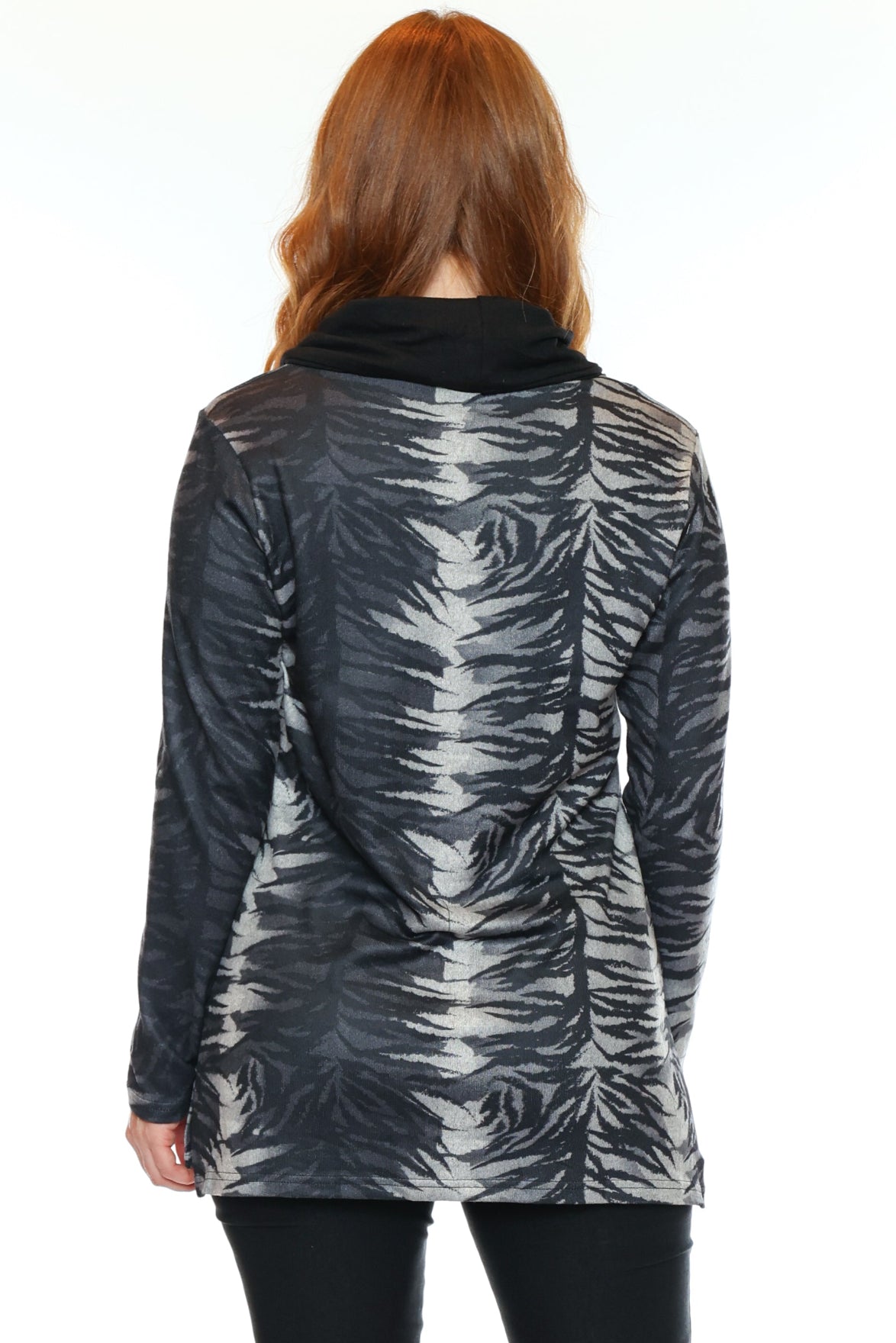 Abstract Print Cowl Neck Tunic