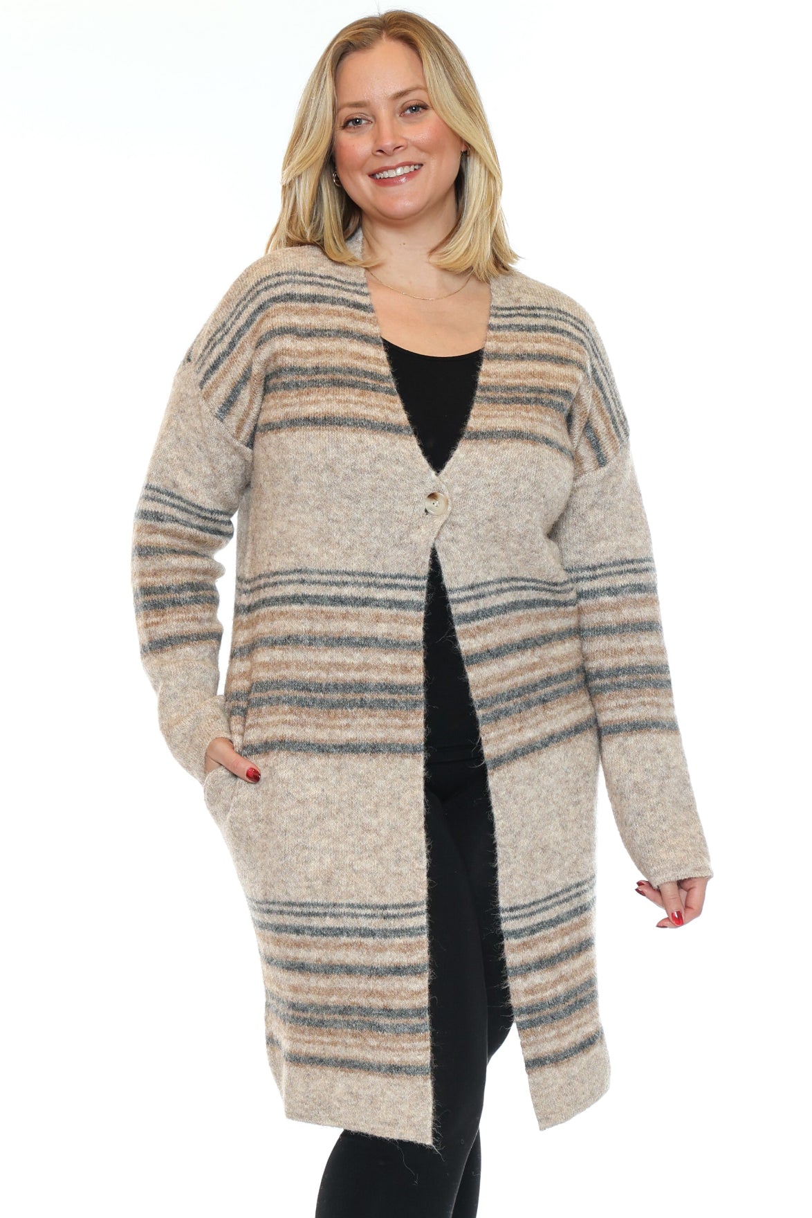 Cozy Striped Longline Cardigan