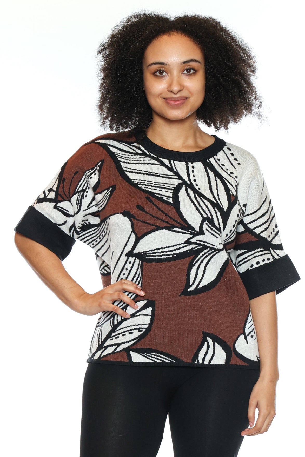 Bold Botanical Knit Top