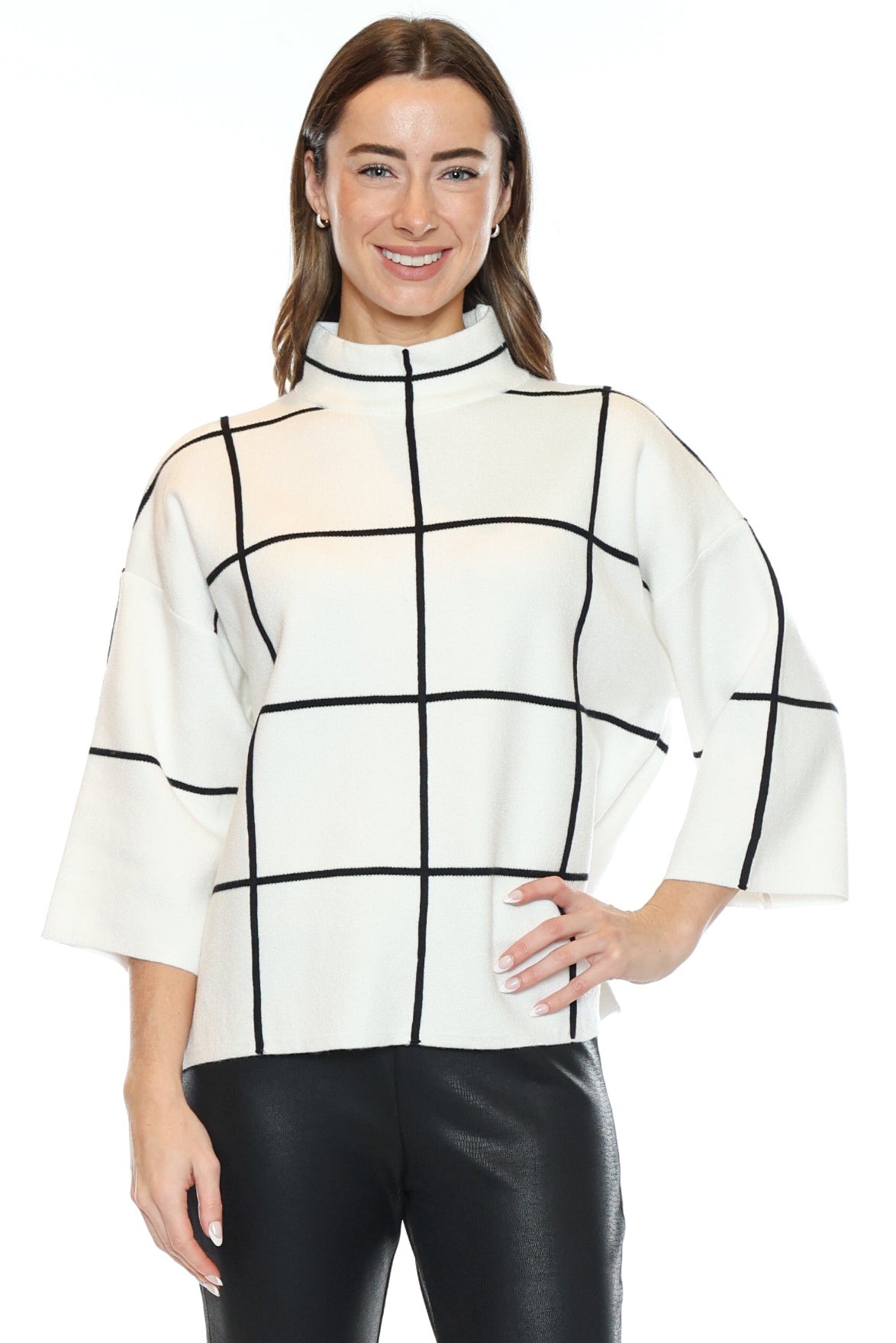 Modern Windowpane Knit Sweater