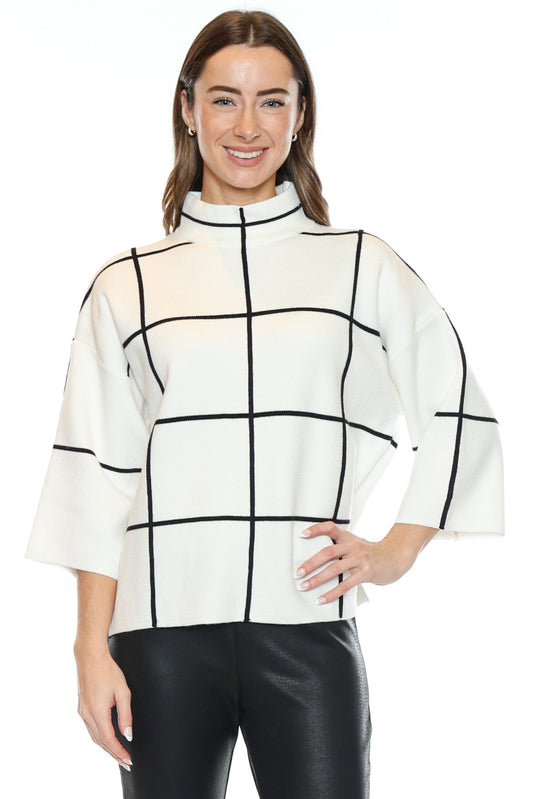 Modern Windowpane Knit Sweater