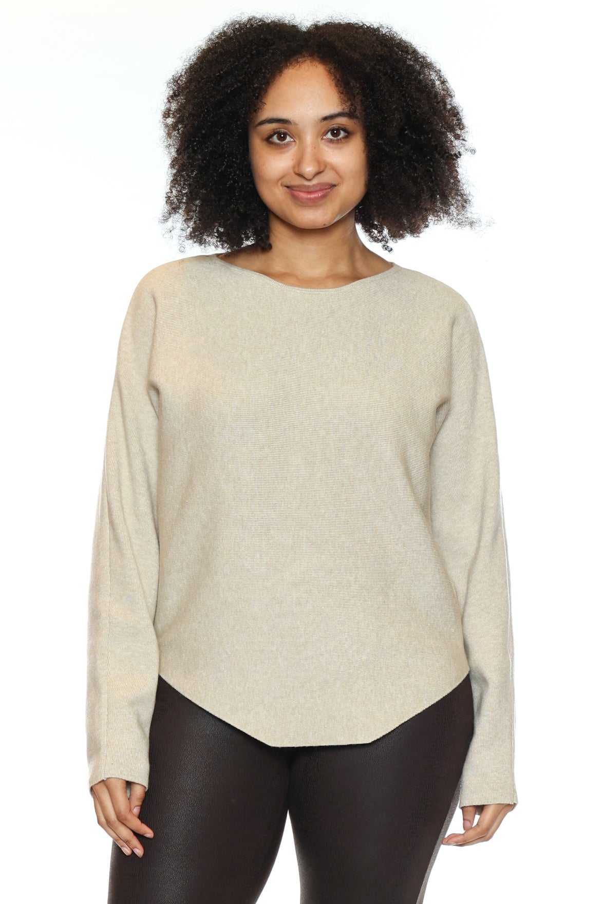 Soft Knit Curved Hem Sweater