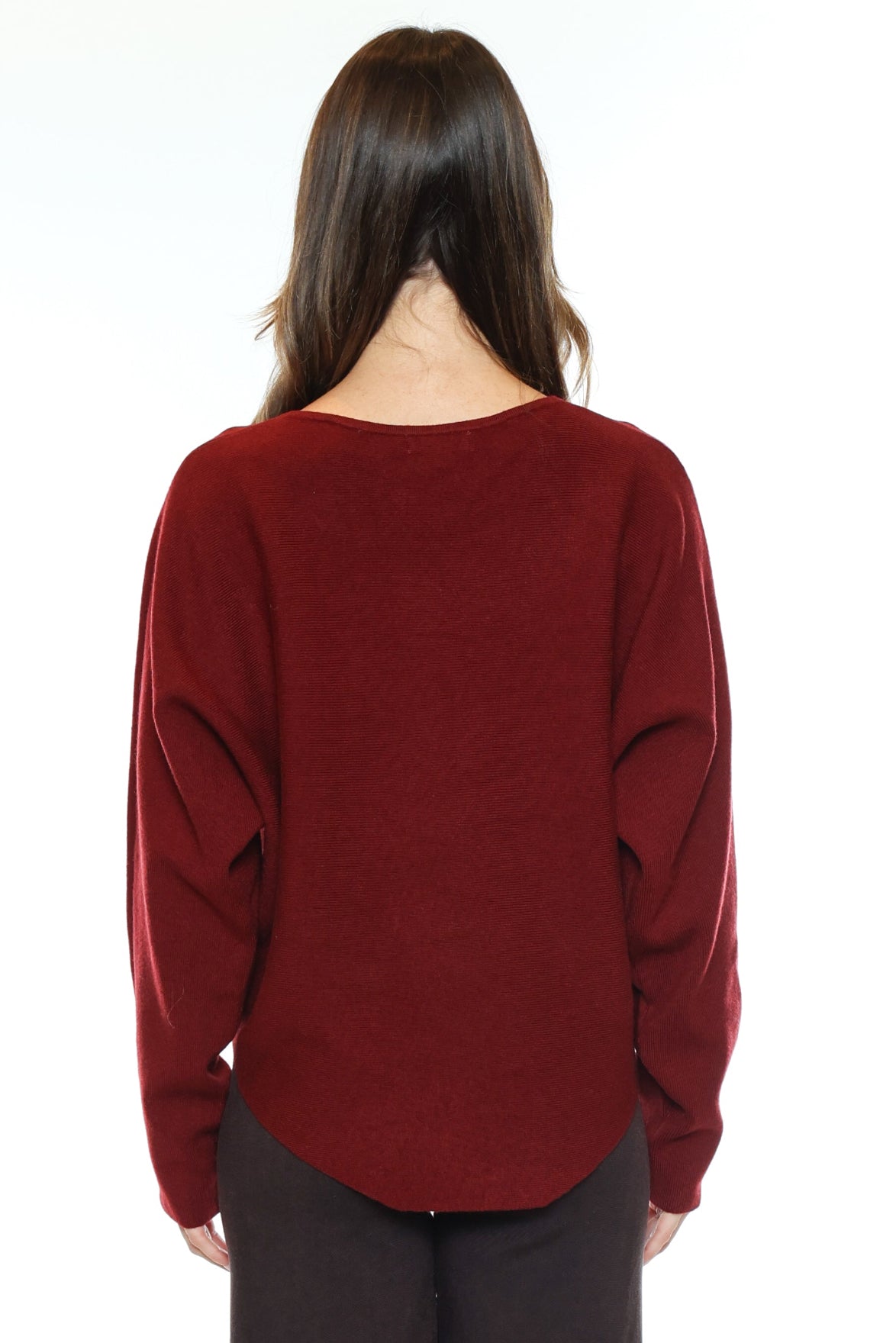 Soft Knit Curved Hem Sweater