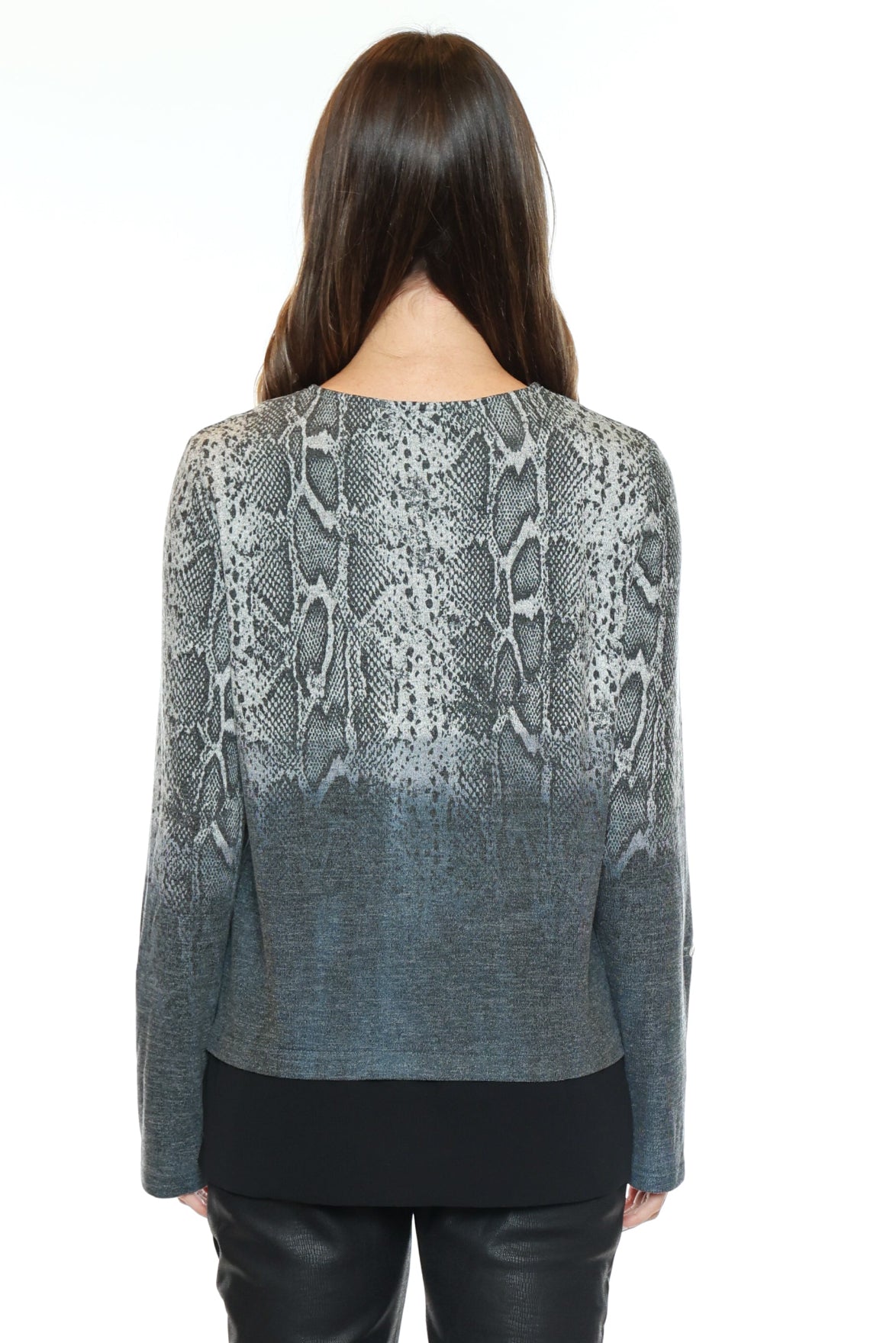Snake Print Layered Zip Neck Top