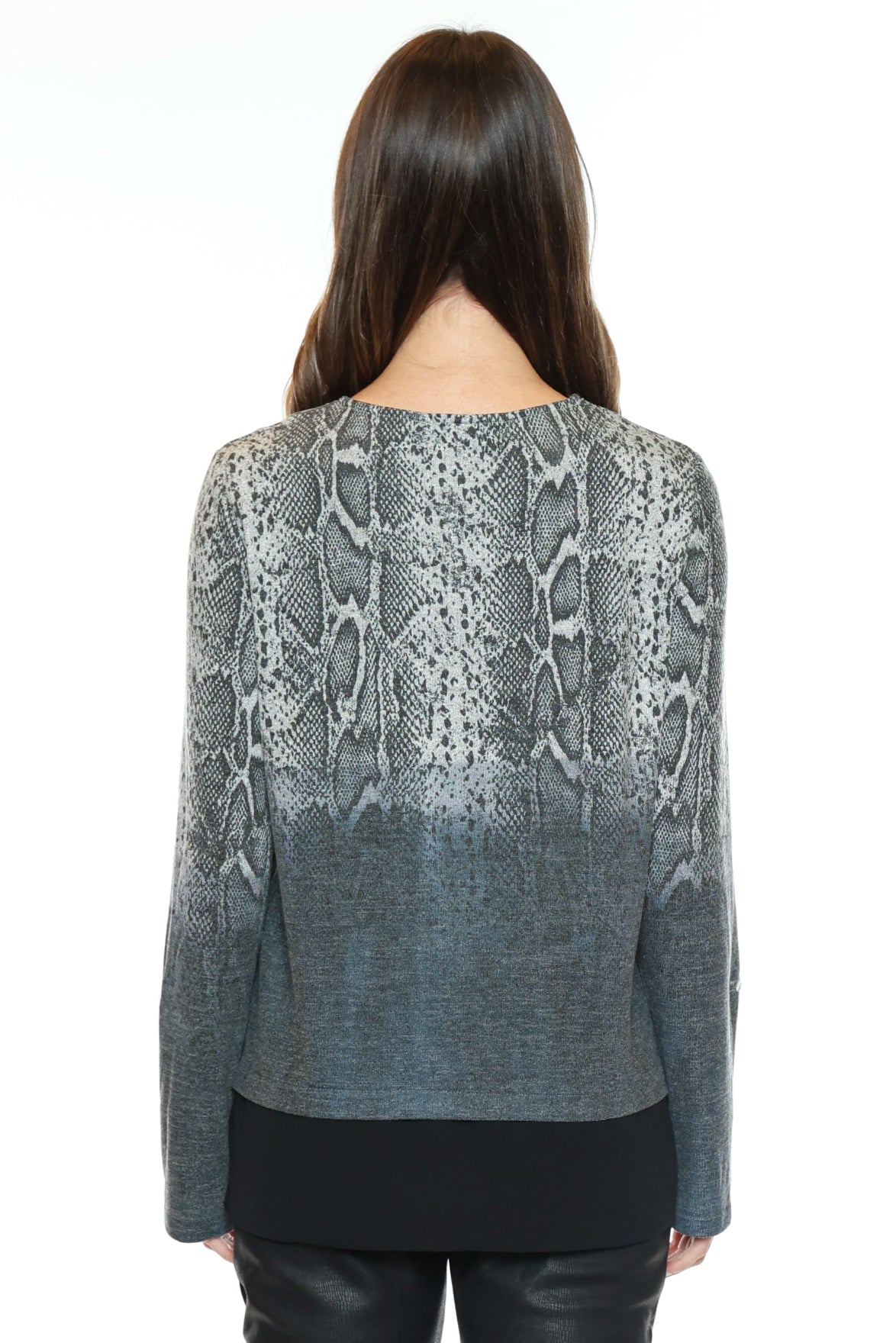 Snakeskin Print Zip Neck Layered Top