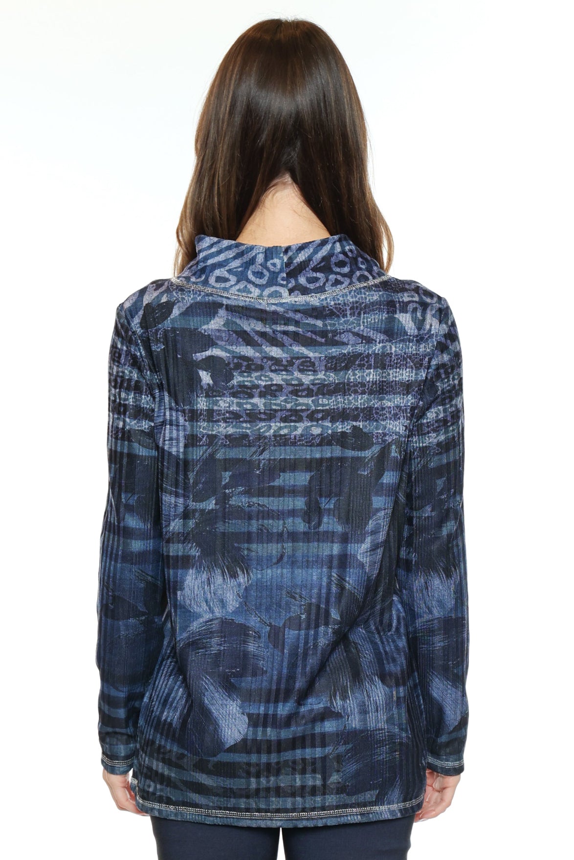 Printed Mock Neck Long Sleeve Top